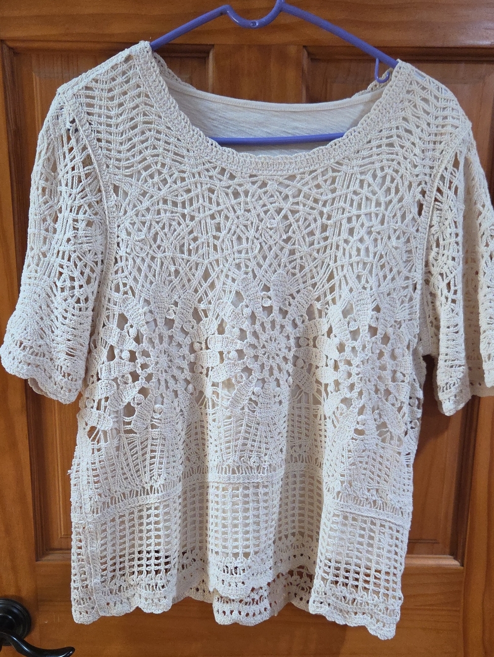 Design History Cream Crochet Lace Tunic Top